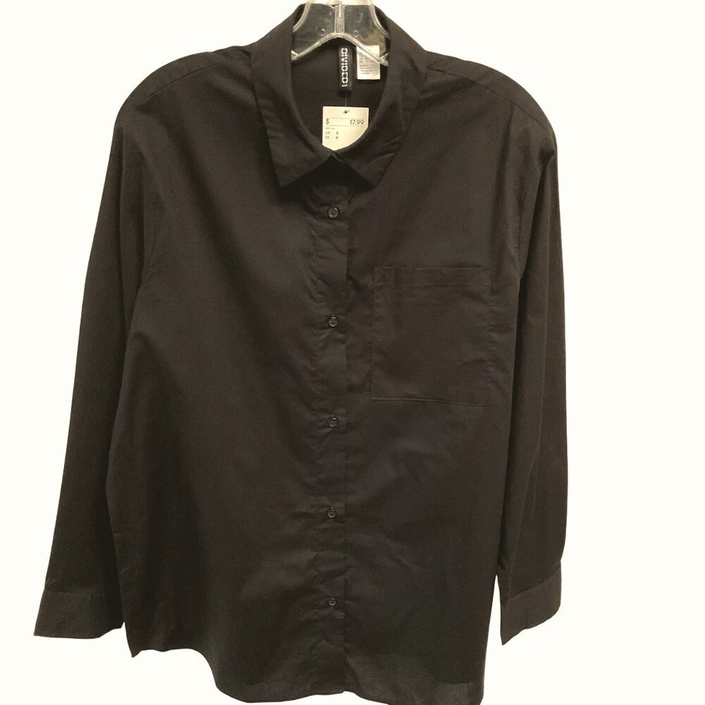 H&M Mens Black Cotton Button-Up Shirt NWT Size S